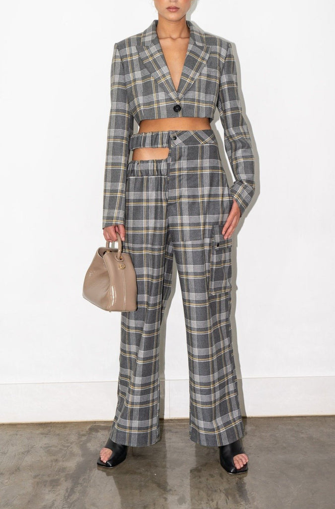 Cut Out Baggy Checked Trousers